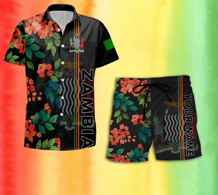 Personalized Zambia Zambian Outfit African Bougainvillea Africa Hawaiian Set