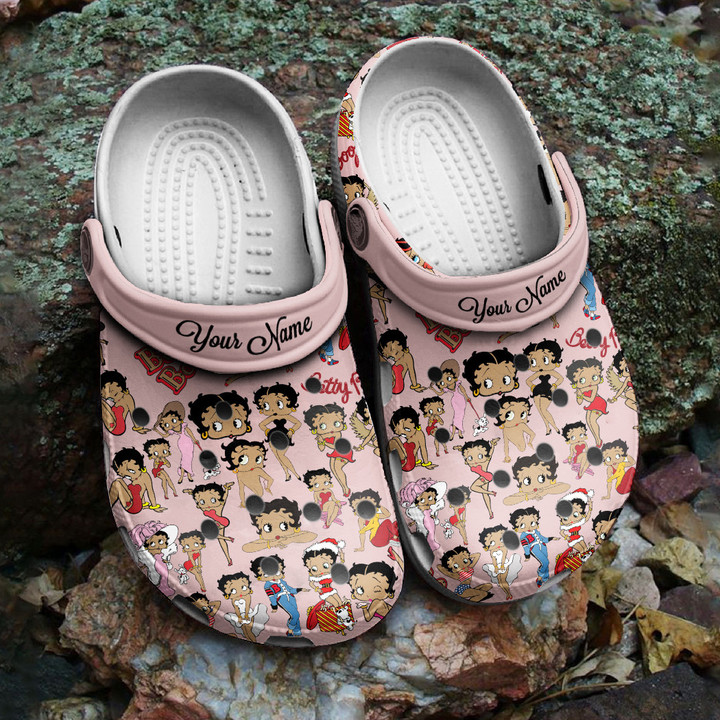 Personalized African American Woman Betty Boop Crocs Classic Clogs Shoes