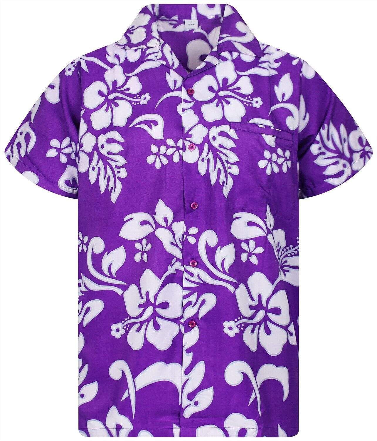 Flower White Background Purple Funky Hawaiian Aloha Shirts - bestie-inc