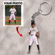 Personalized Baseball Player Keychain, Custom Your Photo Flat Acrylic Keychain for Baseball Lovers