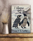 Personalized Penguin Couple Wall Art, This is us Whole lot of love Canvas for Wife