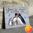 Personalized Penguin Couple Wall Art, This is us Whole lot of love Canvas for Wife