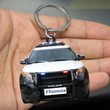 Police Car Keychain, Custom Name Flat Acrylic Keychain for Police Officers