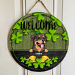 Personalized Rottweiler Wood Sign Custom for St Patrick Day, Welcome Sign for Home