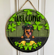 Personalized Rottweiler Wood Sign Custom for St Patrick Day, Welcome Sign for Home