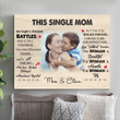 Customized Photo Single Mom Wall Art Canvas, Gift from Son to Mother
