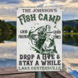 Personalized Fishing Sign, Welcome Fishing Camp Custom Vintage Metal Signs for Camp Owner, Fishing Hunting Signs