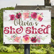Personalized Floristry She Shed Sign, Flowers Blooming In Love Custom Vintage Metal Signs