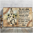 To my Son Baseball Wall Decor, Gift from Dad to Sons Baseball Wall Art Canvas Birthday Gift