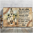 To my Son Baseball Wall Decor, Gift from Dad to Sons Baseball Wall Art Canvas Birthday Gift
