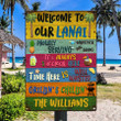 Personalized Lanai Sign, Welcome To Our Lanai Grillin & Chillin Vintage Metal Signs