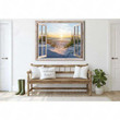 Beautiful Beach In The Morning Through Window Landscape Canvas Wall Art for Bedroom