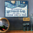 Personalized Mermaid Lounge, Welcome To Mermaid Lounge Vintage Metal Sign, Beach Sign Metal Wall Art