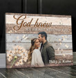 Customized Photo Couple Wall Art, God knew my heart needed you Canvas Bedroom Decor for Husband & Wife