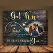 Customized Photo Couple Wall Art, God knew my heart needed you Canvas Bedroom Decor for Husband & Wife