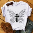 Christian Butterfly Cross T Shirt, Jesus T Shirt, Christian T Shirt for Women