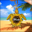 Customized Sea Turtle Sunflowers Keychain, Flat Acrylic Summer Keychain for Mom, and Grandma