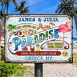 Personalized Flamingo Beach Sign, Another day in Paradise Summer Vintage Metal Sign for Couple, Family