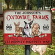 Personalized Rabbit Farm Sign, Rabbit Cottontail Hippity Hoppity Custom Vintage Metal Sign for Rabbit Farm
