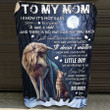 Wolf Blanket, To my Mom Blanket - I Know It's Not Easy Throw Blanket, Gift from Son Fleece Blanket, Sherpa Blanket