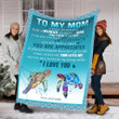 Personalized Turtle Blanket for Mom, Turtle Mom Blanket Sherpa And Fleece Blanket for Mother