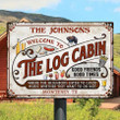 Personalized Log Cabin Sign, Grilling Custom Vintage Metal Sign for Log Cabin