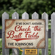 Personalized Baseball Check Field Customized Vintage Metal Sign for Home
