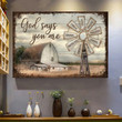 Windmill, Farm, Rustic barn - God says you are Jesus Landscape Canvas Prints, Christian Wall Art