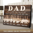 Personalized Papa Bear Canvas Wall Art, Father's Day Gifts, Canvas For Dad, Father's Day Canvas