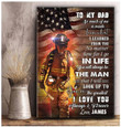 4th of July Firefighter Canvas, To my Dad Firefighter Wall Art, Gift from Son for Firefighter's Day
