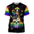 LGBT Skulls Rainbow Butterfly 3D Shirt Lesbian Gifts For Girlfriend, LGBT Skull 3D T Shirt