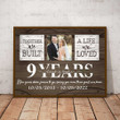 9 Year Anniversary Gifts Traditional, Custom Photo Couple Wall Art for Husband Bedroom Canvas