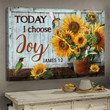 Hummingbird & Sunflower Painting, Today I choose joy Jesus Landscape Canvas Prints for Bedroom