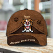 Personalized Border Collie Hat, Custom Photo Border Collie Cap 3D Leather Pattern for Dad