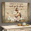 Jesus and lamb Painting, Give it to God and go to sleep - Jesus Landscape Canvas Prints, Wall Art