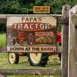 Personalized Tractor Barn Sign, Tractor Down At The Barn Vintage Metal Sign for Dad, Grandpa Farmhouse Sign