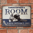 Personalized Hockey Room Sign, Player Entrance Only Customized Vintage Metal Signs