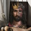 Stunning Jesus's face Lion, Golden Crown, Crown of Thorn, Jesus Wall Art Canvas