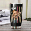 20oz Tumbler 20 oz Personalized Papa Grandkids Hands Flag Tumbler Cup with Lid