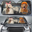 Golden Retriever Dog Couple Car Sunshade for Golden Retriever Lovers Car Protective Sunshade