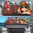 Hippie Girl With Rooster Chicken Driving Car Sunshade Hippie Life for Hippie Girl who loves Rooster