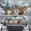 Funny Wolves Couple Car Sunshade for Wolves Lovers
