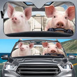 Pig Couple Driving Car Sunshade, Pigs Windshield Sunshade