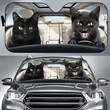 Funny Black Cat Car Sunshade, Black Cat Driving Car Sunshade, Black Cat Car Windshield Sunshade