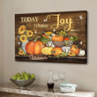 Thankful grateful blessed Pumpkin Thanksgiving Wall Art Canvas