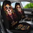 Personalized Skull Girl Wink Premium Custom Car Seat Covers Decor Protector
