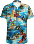 Vintage Version Funny Hawaiian Horror Halloween Tropical Flower Beach Gift Casual Short Sleeve Button Shirt