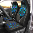 Skull Hold on Blue Version Car Seat Covers Universal Fit Set 2