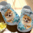 Customized Pomeranian Flowers Crocs Clog Shoes for Men, Women, Kids