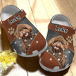 Personalized Poodle Zipper Leather Pattern Crocs Clog Shoes for Dog Mom, Dog Dad